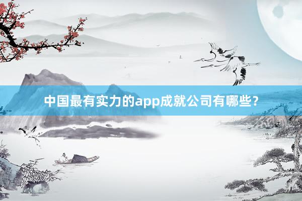 中国最有实力的app成就公司有哪些？